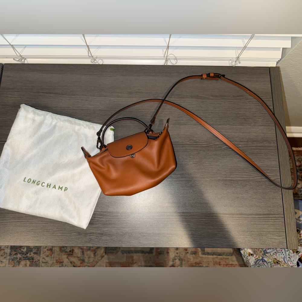 Longchamp Cognac Leather Crossbody Bag LE PLIAGE XTRA XS POUCH NWOT
